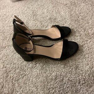 Black strap ~2inch sandal heels (size 8.5, lightly used)